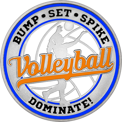Orange "Volleyball" with Royal Blue Outer Circular Borders